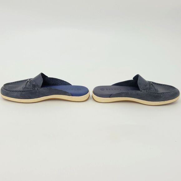 Sperry Mulefish Boat Shoes Womens Size 6 Blue Distressed Leather Nautical Prep - Picture 4 of 11
